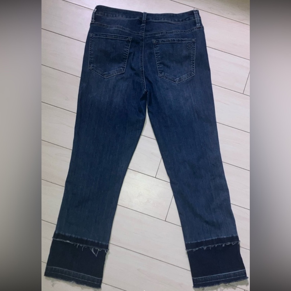 Dual Tone Denim Distressed Ankle Jeans - Picture 2 of 12